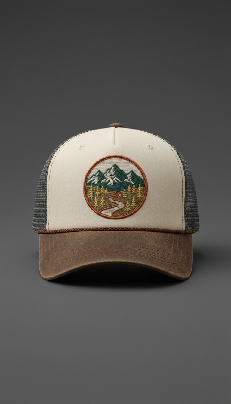 Embroidered Trucker Hat With Patch